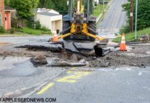 Crews Work Through the Night to Repair Major Water Main Break on Glessner Avenue